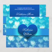 Uitnodigingen voor Blue Heart Engagement Party (Voorkant / Achterkant)