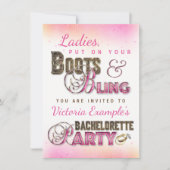 Uitnodigingen voor Boots Bling Bachelorette Party (Voorkant)