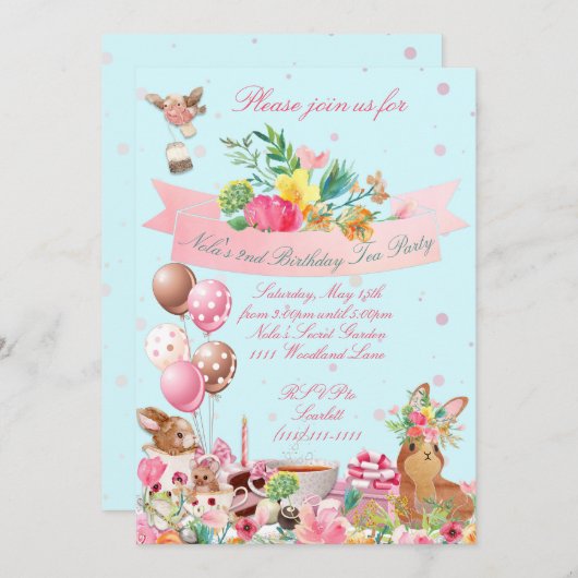 Uitnodigingen voor bosfeestje, uitnodigingen voor  (Voorkant / Achterkant)