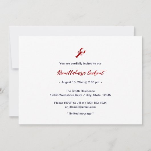 Uitnodigingen voor Bouillabaisse Beach Cookout Par (Voorkant)