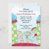 Uitnodigingen voor Bounce House-feestjes: Groene J (Voorkant)