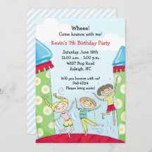 Uitnodigingen voor Bounce House-feestjes: Groene J