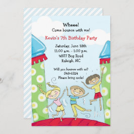 Uitnodigingen voor Bounce House-feestjes: Groene J
