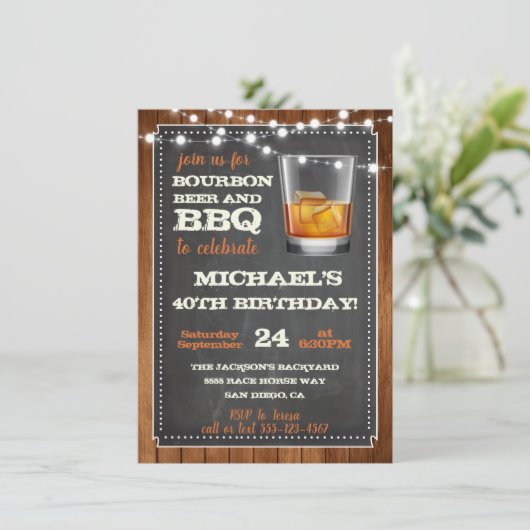 Uitnodigingen voor Bourbon Bier & BBQ-feest (Staand voorkant)