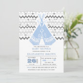 Uitnodigingen voor Boy Tribal TeePee Baby Shower (Staand voorkant)
