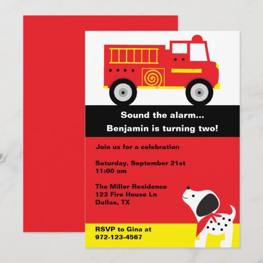 Uitnodigingen voor brandend transport (Voorkant / Achterkant)