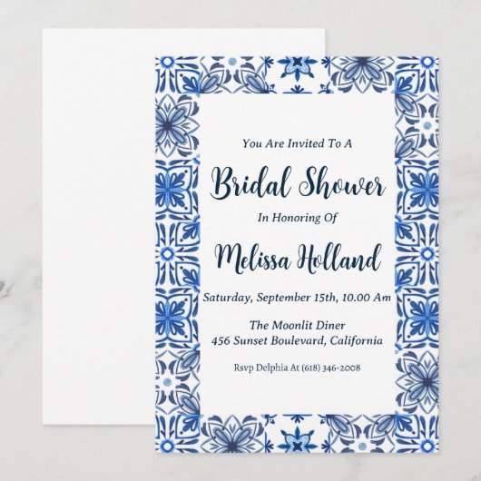 Uitnodigingen voor bruidsdouches Amalfi Coast (Voorkant / Achterkant)