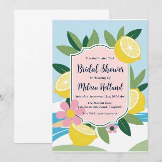 Uitnodigingen voor bruidsdouches Amalfi Coast (Voorkant / Achterkant)