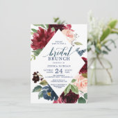 Uitnodigingen voor bruidsdouches Bourgondië Navy (Staand voorkant)