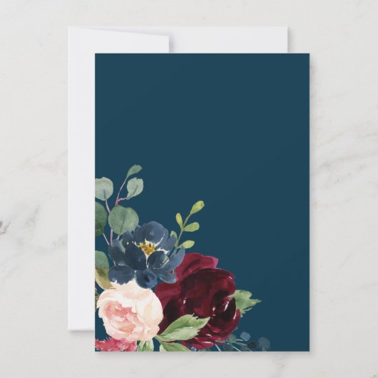 Uitnodigingen voor bruidsdouches Bourgondië Navy (Achterkant)