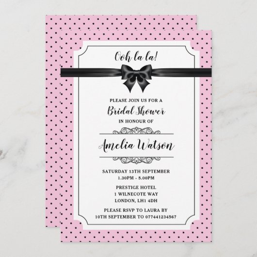 Uitnodigingen voor bruidsdouches in Parijs (Voorkant / Achterkant)