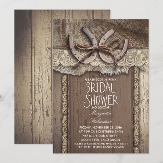 Uitnodigingen voor bruidsdouches van het  land (Voorkant / Achterkant)