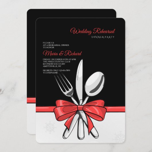 Uitnodigingen voor bruilofoefen diner (Voorkant / Achterkant)