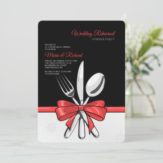 Uitnodigingen voor bruilofoefen diner (Staand voorkant)