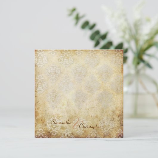 Uitnodigingen voor  bruiloft Damask (Staand voorkant)