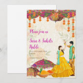 Uitnodigingen voor bruiloft Haldi en Haldi (Voorkant / Achterkant)