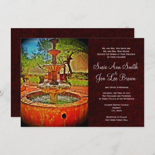 Uitnodigingen voor bruiloft in het zuidwesten van  (Voorkant / Achterkant)