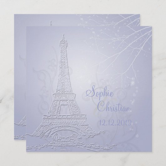Uitnodigingen voor bruiloft in Parijs, eiffeltoren (Voorkant / Achterkant)