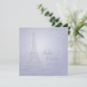 Uitnodigingen voor bruiloft in Parijs, eiffeltoren (Staand voorkant)
