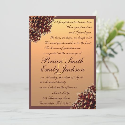 Uitnodigingen voor bruiloft met een trouwe herfstt (Staand voorkant)