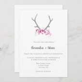 Uitnodigingen voor bruiloft met rotsflorerende gew (Voorkant / Achterkant)