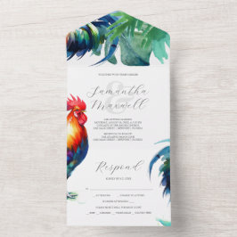 Uitnodigingen voor bruiloft met RSVP Card Rooster