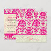 Uitnodigingen voor bruiloft met warme roze damp/iv (Voorkant / Achterkant)