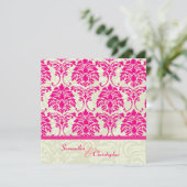 Uitnodigingen voor bruiloft met warme roze damp/iv (Staand voorkant)