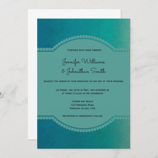 Uitnodigingen voor bruiloft op het strand op de Gr (Voorkant / Achterkant)