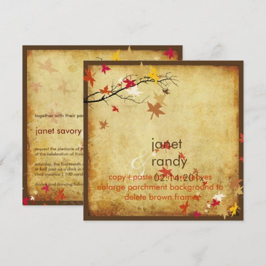 Uitnodigingen voor bruiloft/paarse bladeren (Voorkant / Achterkant)