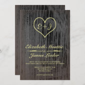 Uitnodigingen voor bruiloft tussen zwarte en goude (Voorkant / Achterkant)