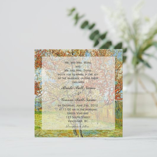 Uitnodigingen voor bruiloft van bruid- en bruinoud (Staand voorkant)