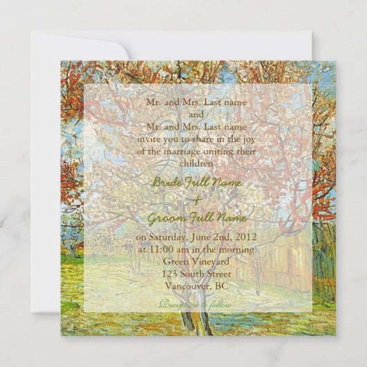 Uitnodigingen voor bruiloft van bruid- en bruinoud (Voorkant)