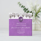 Uitnodigingen voor bruiloft van druiven van Monogr (Staand voorkant)