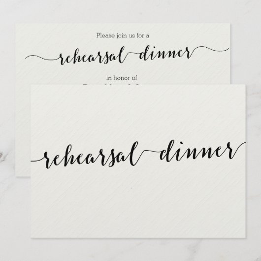 Uitnodigingen voor bruiloftsproef in zwart-wit (Voorkant / Achterkant)