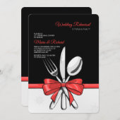 Uitnodigingen voor bruiloftsrepetitie dinerfeest (Voorkant / Achterkant)