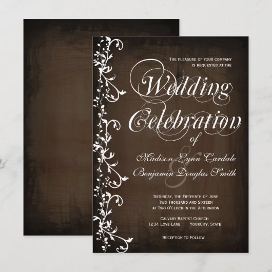 Uitnodigingen voor bruin bruin zwemvervoer in Roes (Voorkant / Achterkant)