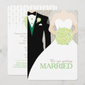 Uitnodigingen voor bruinbouquet en groomgroene bou (Voorkant / Achterkant)