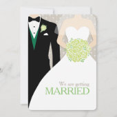 Uitnodigingen voor bruinbouquet en groomgroene bou (Voorkant)