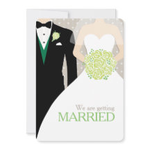 Uitnodigingen voor bruinbouquet en groomgroene bou