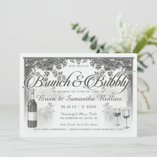 Uitnodigingen voor Brunch en Bubble | Koelschoenen (Staand voorkant)