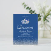Uitnodigingen voor Budget Royal Blue Quinceanera (Staand voorkant)