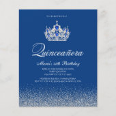 Uitnodigingen voor Budget Royal Blue Quinceanera (Voorkant)