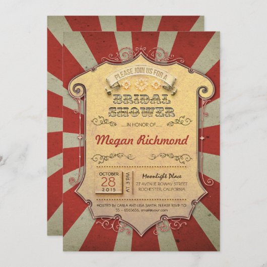 Uitnodigingen voor carnaval bruidsdouche (Voorkant / Achterkant)