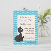 Uitnodigingen voor cartoon van zwarte katten (Staand voorkant)