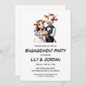 Uitnodigingen voor cartoon-verloving (Voorkant / Achterkant)