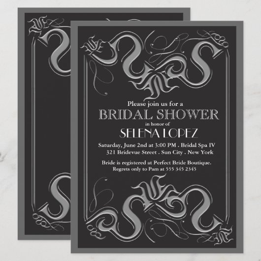 Uitnodigingen voor Chalkboard Bridal Shower (Voorkant / Achterkant)