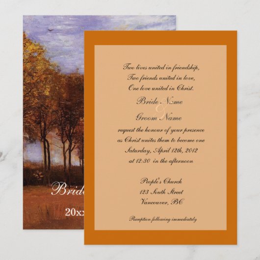 Uitnodigingen voor Christelijke valfeesten (Voorkant / Achterkant)