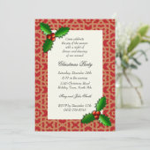 Uitnodigingen voor Christmas Holly Holiday Party (Staand voorkant)