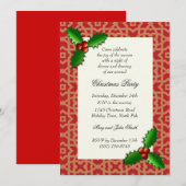 Uitnodigingen voor Christmas Holly Holiday Party (Voorkant / Achterkant)